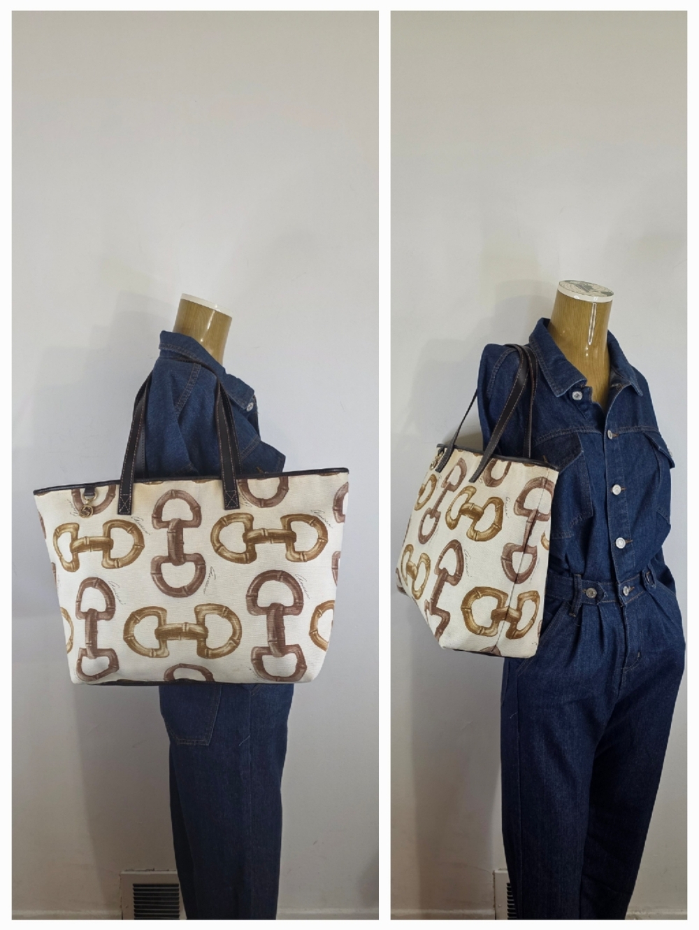 ✨️GUCCI Bamboo Horsebit Print Canvas Tote Bag